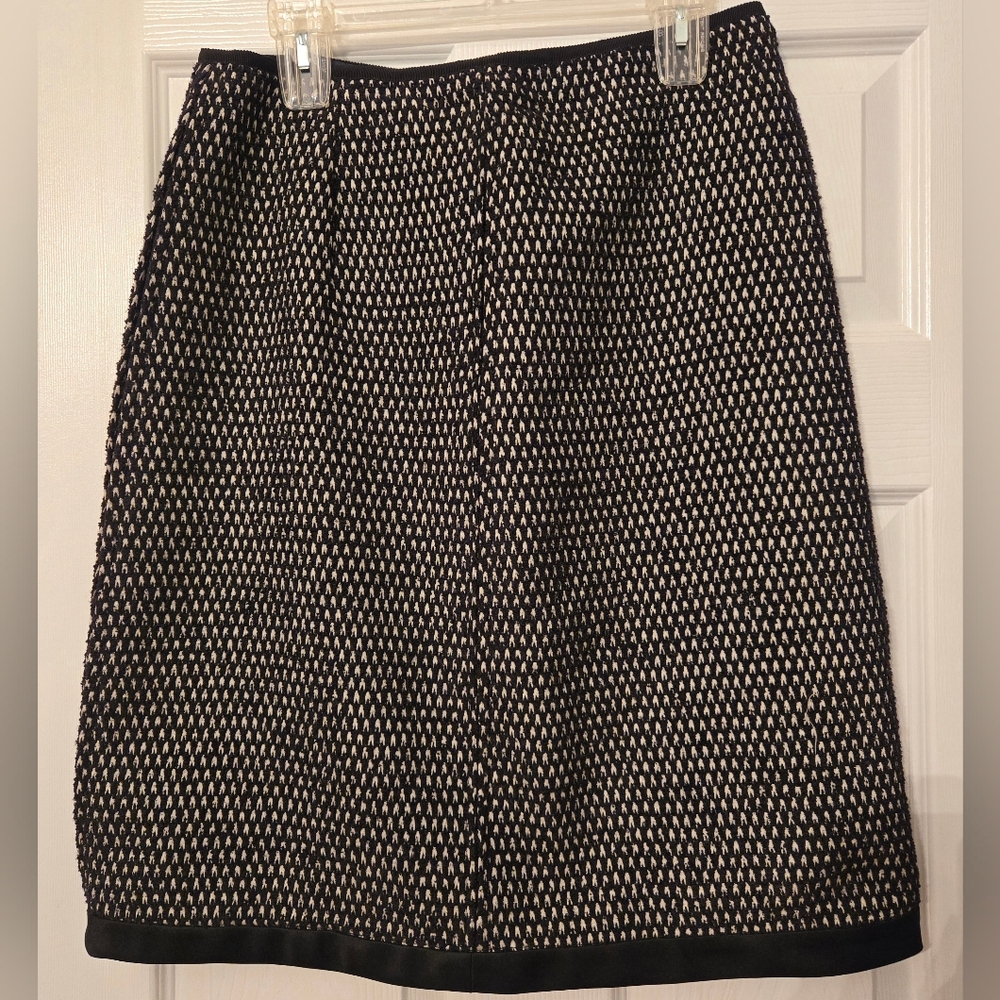 6267 Alpaca Silk Wool Blend Black And White Midi Skirt Made In Italy Sz 46 EU